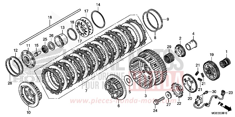 EMBRAYAGE (VFR1200F) de VFR1200F Méca CANDY PROMINENCE RED (R342) de 2015